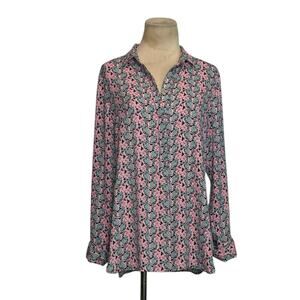 Banana Republic Pink Green Floral Long Sleeves Tunic Shirt size Small